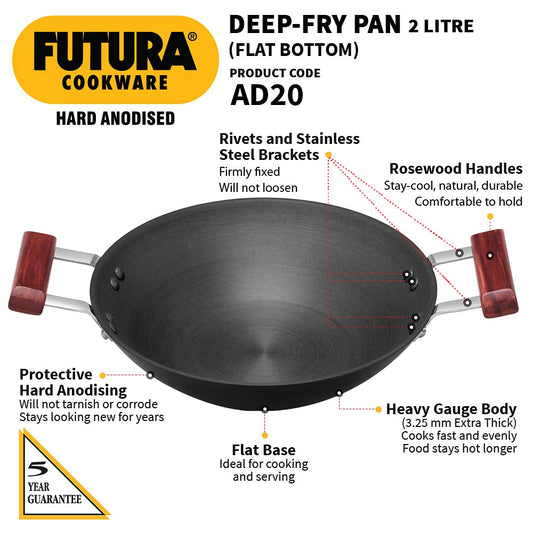 Hawkins Futura HA Deep Frying Pan w/o Lid 2L - 8Pcs (AD20)