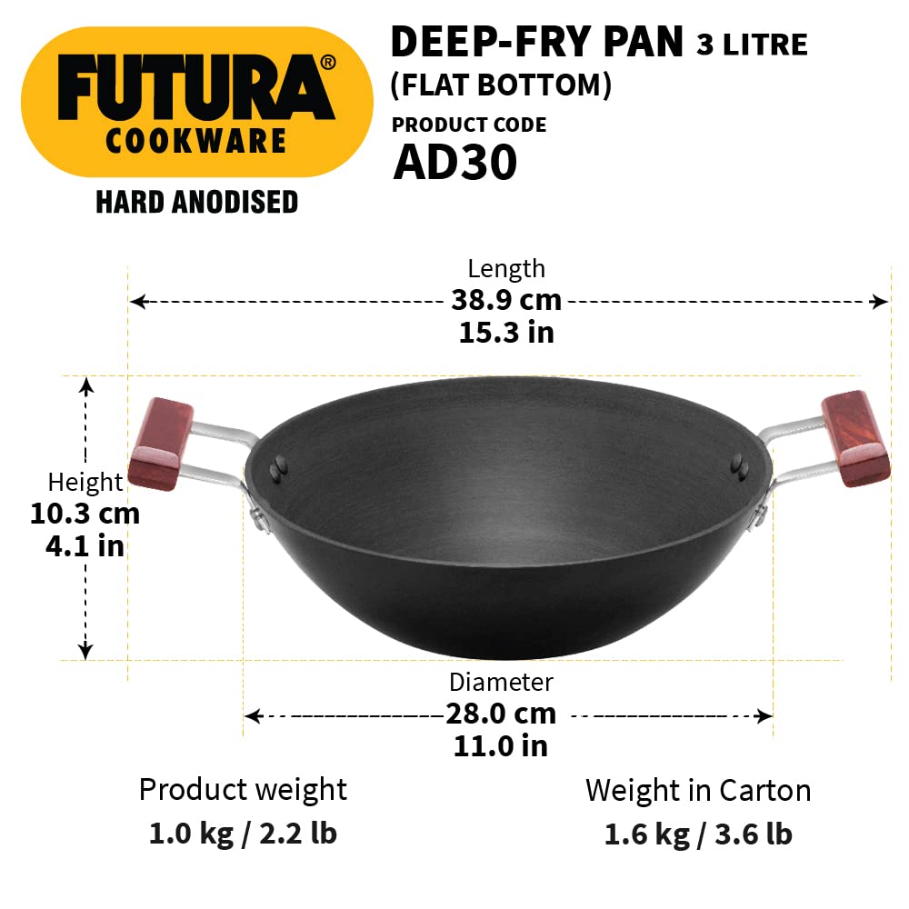 Hawkins Futura HA Deep Frying Pan w/o Lid 3L - 6Pcs (AD30) New