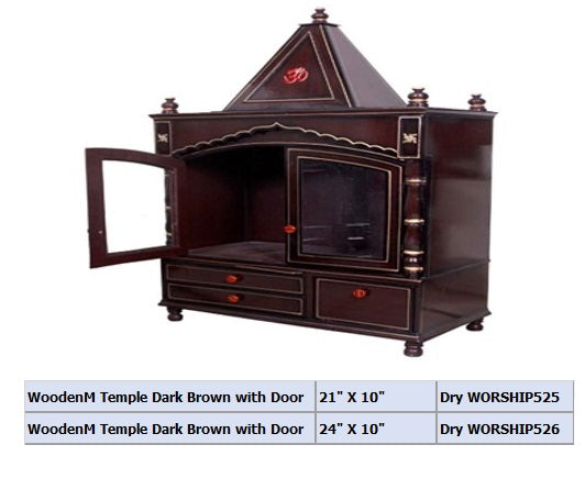 WoodenM Temple Dark Brown with Door (New) 21- X 10- - Per unit