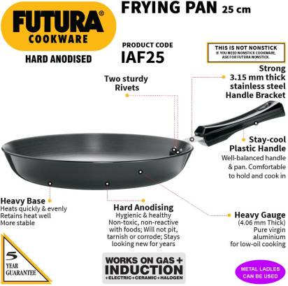 Hawkins Futura HA Frying Pan - 25cm Induction Compatible w/o Lid-12 pcs (IAF25)