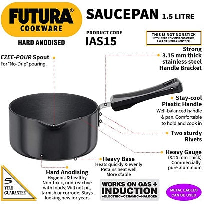 Hawkins Futura HA  Saucepan 1.5L EzeePour - 12Pcs(IAS15)