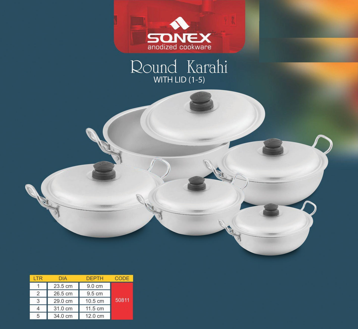 Sonex Round Kadhai Set Size 1-5 (50811)