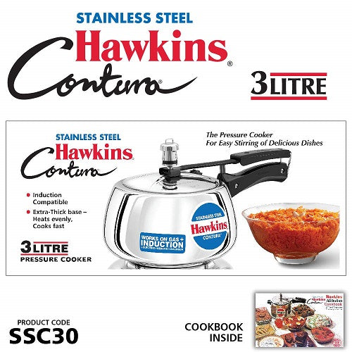 Hawkins Stainless Steel Contura Cooker Induction Compatible 3L- 6Pcs (SSC30)