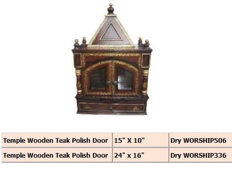 Temple Wooden Teak Polish Door 15- X 10- per unit